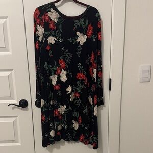 Old Navy Black Floral Long Sleeve Dress